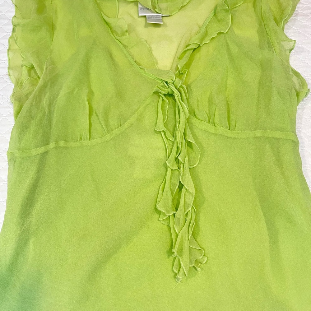 Worthington Lime Ruffle Chiffon with inside camsole Blouse - Picture 10 of 10